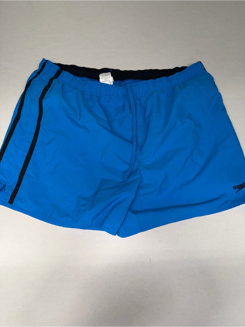 Speedo Men's Bright Blue Swim Trunks with Black Trim